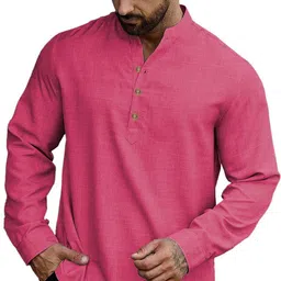 Navkanj Band Collar Roll-Up Sleeves Straight Short Kurta-picture-15