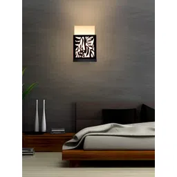 Gojeeva Black Wood Square Shaped Textured Contemporary Wall Lamp image 2