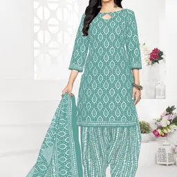 SALWAR STUDIO Ethnic Motifs Printed Pure Cotton Unstitched Dress Material-picture-29
