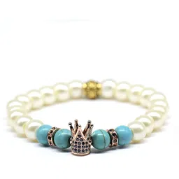 SANAA CREATIONS Unisex Crimson Crown Onyx & Ruby Stones Studded Elasticated Bracelet image 3