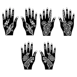 VOORKOMS Set Of 3 Mehndi Design Stencil Sticker image 3