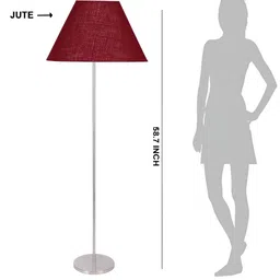 Devansh Red & Black Jute Steel Frustum Shaped Floor Lamps image 5