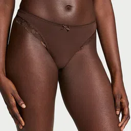 Victoria's Secret Women Stretch Cotton High-Leg Scoop Thong Panty-image-72
