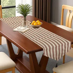 Kuber Industries Brown & Brown Textured Jute 6 Seater Table Runner image 5