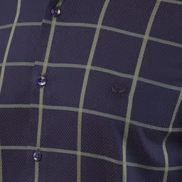 Crimsoune Club Men Classic Spread Collar Windowpane Checked Cotton Slim Fit Casual Shirt image 2