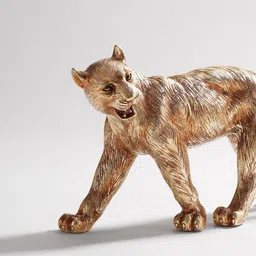 Pure Home and Living Gold-Toned & Brown Roaring Leopard Figurine Showpiece image 4