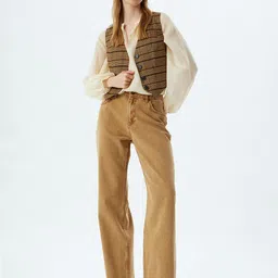 Koton Women Beige Regular Fit High-Rise Clean Look Stretchable Jeans image 4