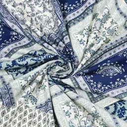 Myntra Elegant Homes Blue & White Ethnic Motifs 210 TC Queen Bedsheet with 2 Pillow Covers image 3