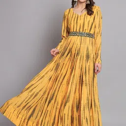 Raiyani Enterprise Floral Print Crepe Fit & Flare Maxi Dress-picture-29