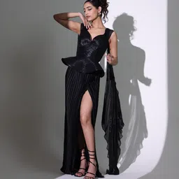 THE BLACK LOVER Women Sweetheart Neck Slit Dress-picture-39