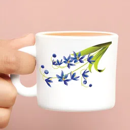 Larah by BOROSIL White & Green Printed 6 Pieces Opalware Glossy Cups and Mugs100 ml image 5