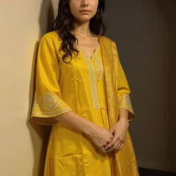 Rangita Women Ethnic Motifs Embroidered Regular Thread Work Kurta with Palazzos & With Dupatta-image-91