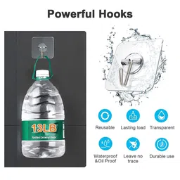 AUGEN Transparent 5 Pieces Water-Proof Self-Adhesive Wall Hooks image 3