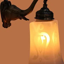 SOMIL set of 2 White Printed Glass Cylinder Shaped Wall Lamp image 2