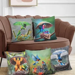 FABINALIV 5 Pieces Green Quirky Velvet Square Cushion Covers image 5