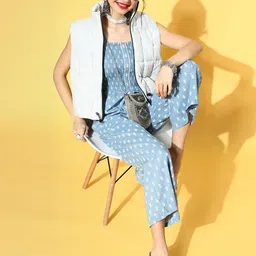 KALINI Printed Smocked Basic Jumpsuit image 3