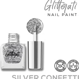 renee Glitterati Nail Paint Silver Confetti | Chip Resisting Formula with High Glitter Silver Confetti image 3