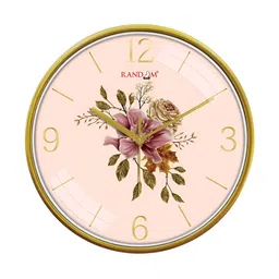 RANDOM Gold-Toned & Pink Printed Contemporary Wall Clock image 2