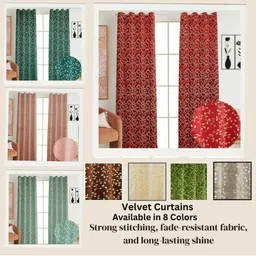 GEET CREATIONS Cream-Coloured Set of 2 Floral Door Curtain image 3