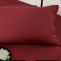 Story@home Red King Bedsheet with 2 Pillow Covers image 2