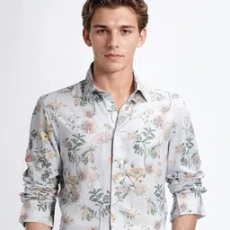 RARE RABBIT Men Comfort Fit Floral Printed Spread Collar Casual Shirt-picture-16