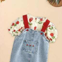 FOREVER FRIDAY Girls Printed Pure Cotton Dungaree With Top-picture-9