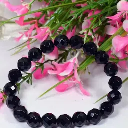 Sukhad Onyx & Diamond Cut Crystal Stone Beaded Elasticated Bracelet-picture-16
