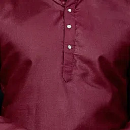 shreeram Men Maroon Straight Cotton Kurtas image 2