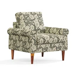 Chumbak Colonial Couch Garden Grey Floral Printed Single Seater Inflatable Sofa & Bed image 4