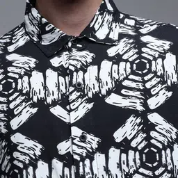 Paper Cut Oversized Printed Spread Collar Casual Shirt image 5