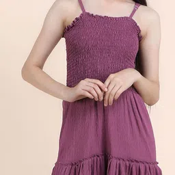 STARWORD Women Solid Shoulder Straps Crepe Dress image 5