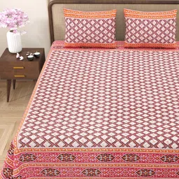 Myntra Elegant Homes Maroon Floral Cotton 180TC Double King Bedsheet Set-2.75mx2.25m-picture-38