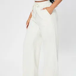 dockstreet Women Solid White Track Pants image 1