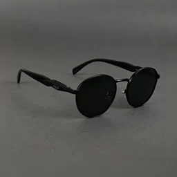 Irayz Unisex Black Lens & Black Round Sunglasses with image 4