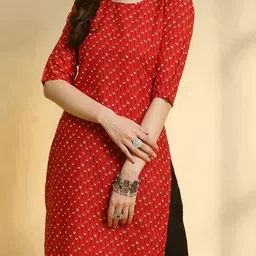 anouk rustic HERE&NOW Selection Of 3 Geometric Printed Round Neck Straight Kurta image 3