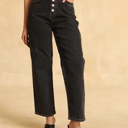 Kazo Women Straight Fit High-Rise Stretchable Jeans-image-54
