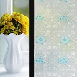 INDIAN ROYALS Blue & Grey Flower Self Printed Self-Adhesive & Durable Window Sticker-image-51