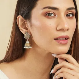 Fabindia Artificial Stones Beaded Dome Shaped Jhumkas image 3