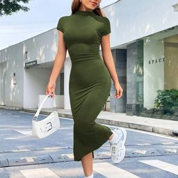 Stylecast X Slyck Women Olive Bodycon Midi Dress-picture-4