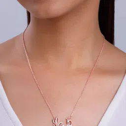 GIVA 925 Sterling Silver Rose Gold-Plated Contemporary Adwitiya Morni Necklace image 1