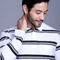 SANE ORIGINALS Men Striped Polo Collar T-shirt image 3