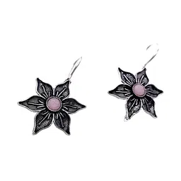 Jeweltos Silver-Plated Floral Shaped Oxidized Drop Earrings-picture-42