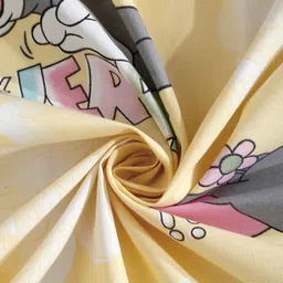 Myntra Elegant Homes Yellow & Grey Cartoon Characters 400 TC Single Bedsheet with 1 Pillow Covers image 2