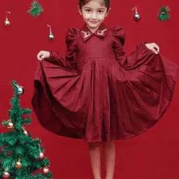 DISHA CREATIONZ Shirt Collar Puff Sleeves Flared Peplum Dress-picture-48