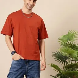 PockMAN Men Bio Finish Solid Round Neck Cotton Oversized T-shirt-image-48