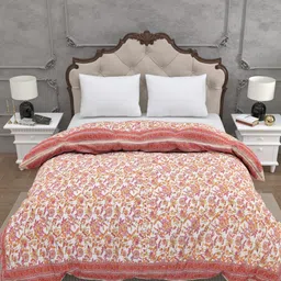 JAIPUR FABRIC Peach-Coloured & White Floral Heavy Winter 300 GSM Comforter image 2