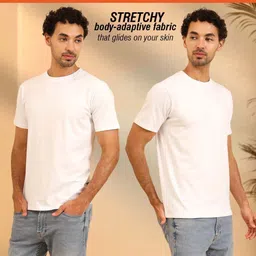 UNIQSOME Men Solid Round Neck Pure Cotton T-shirt image 2