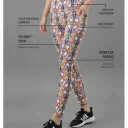 SOLACEACTIVE Floral Printed Round Neck Crop Top With Leggings Co-Ords image 3