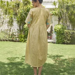 PEACH PIPER V-Neck Floral Embroidered Empire Dress image 5