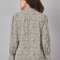 STYLE BLUSH Animal Print Tie-Up Neck Crepe Shirt Style Top image 4